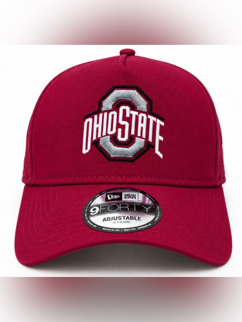 New Era Ohio State Buckeyes 9FORTY A-Frame Trucker Snapback Hat Cap Red OSFM